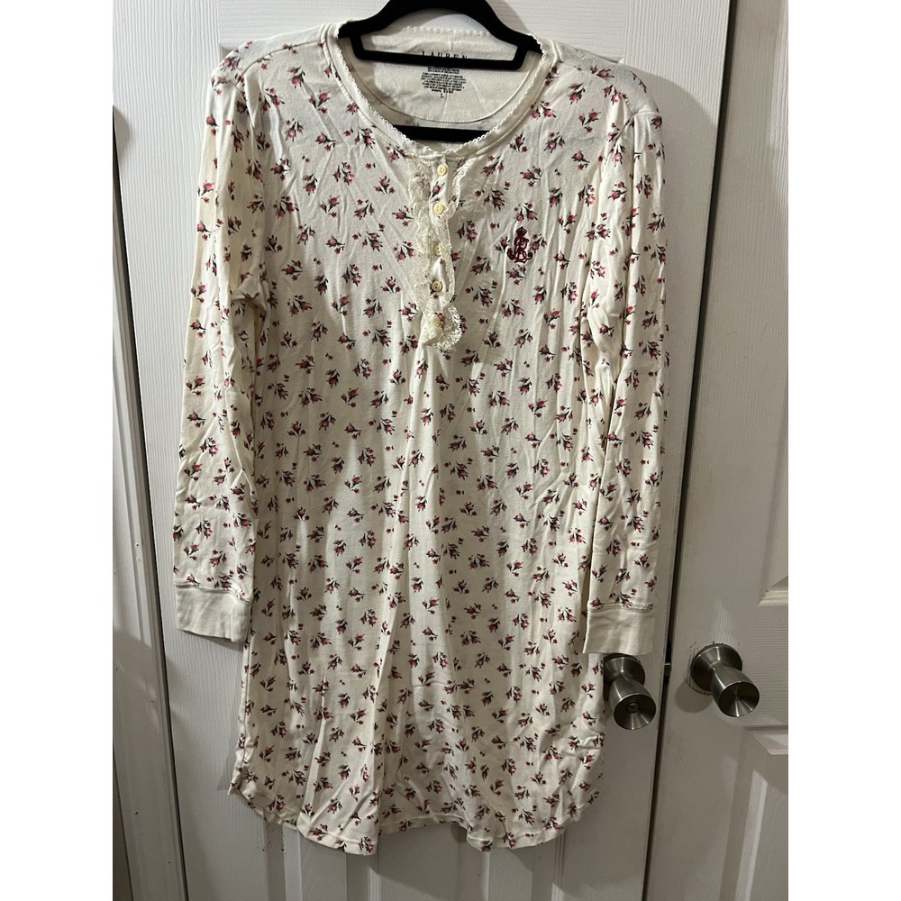 Lauren‎ Ralph Lauren Fitted Sleep Shirt Floral Print Size Large